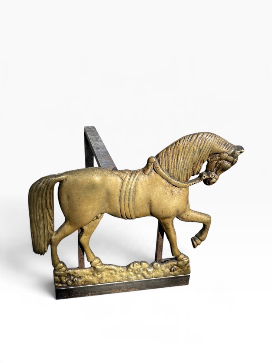 Paire de chenets  en bronze 1950-photo-2