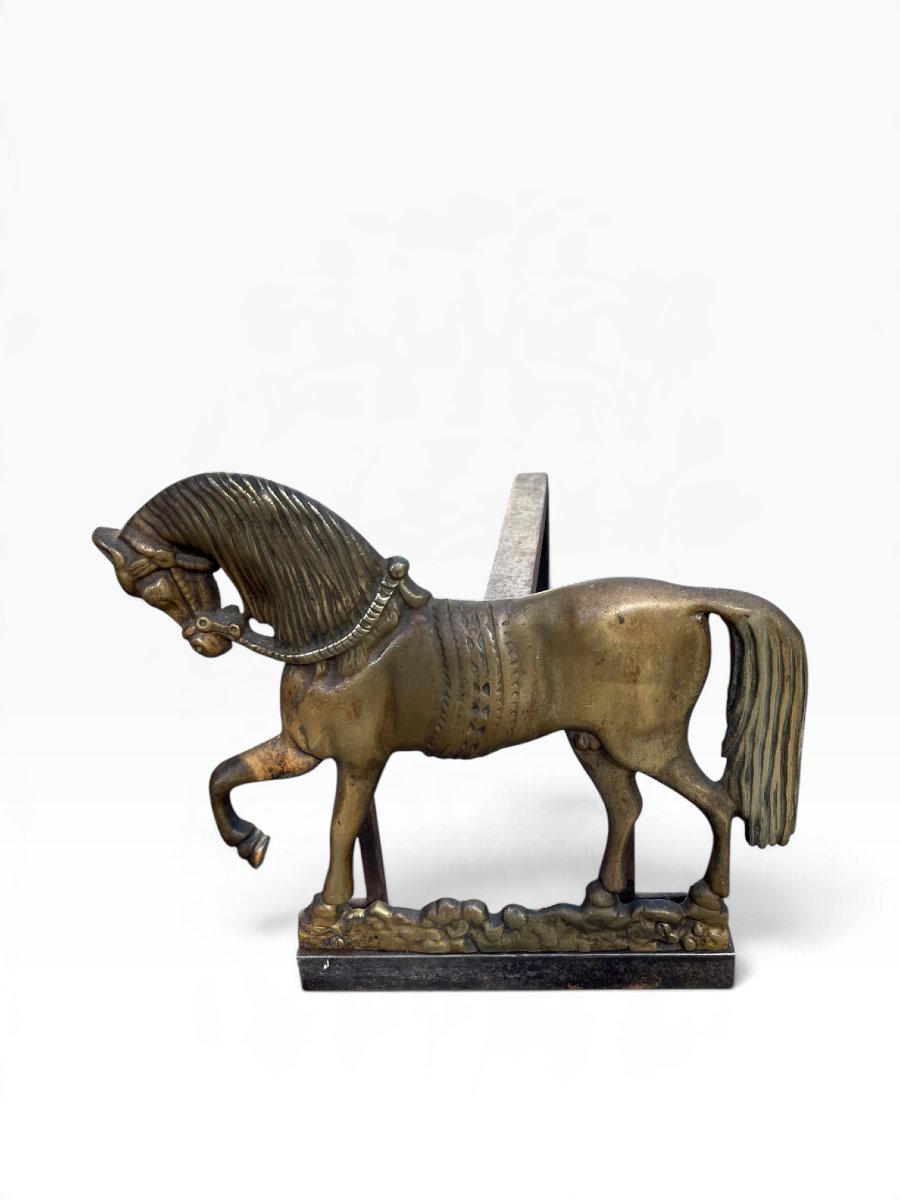 Paire de chenets  en bronze 1950-photo-3
