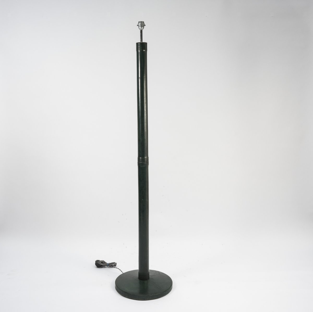 Large Floor Lamp Completely Sheathed In Hermes-style Leather-photo-2