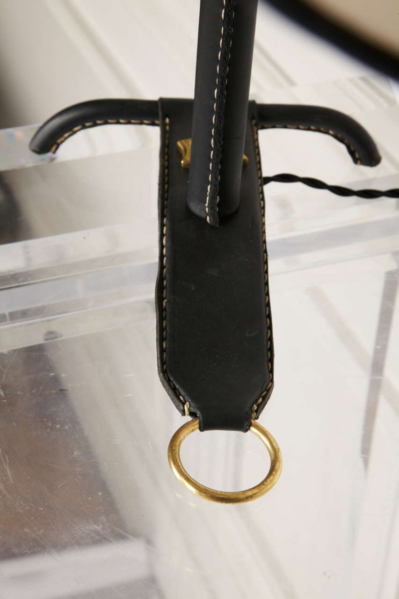 Stitched Leather Lamp By Jacques Adnet-photo-3