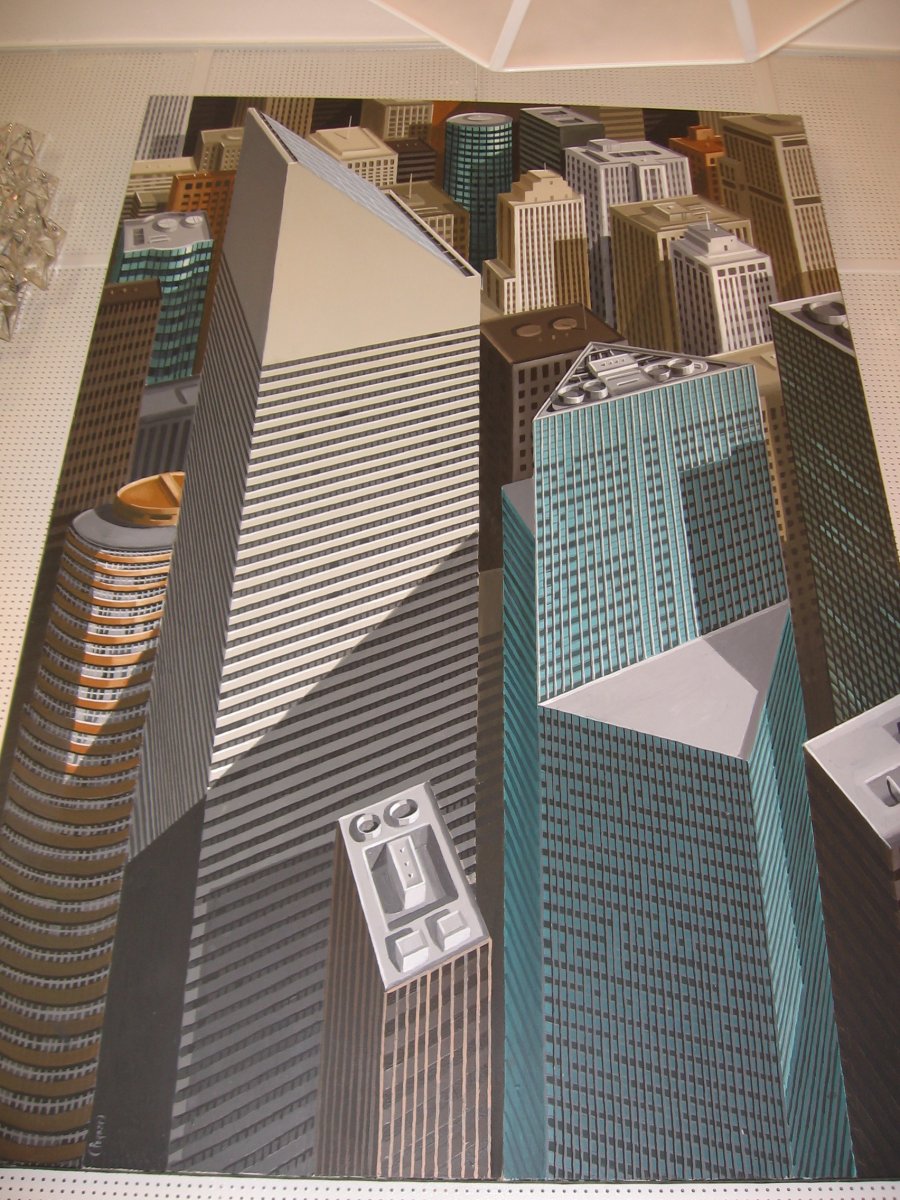 Huge Painting Showing A View Of New York By E Peyret-photo-3