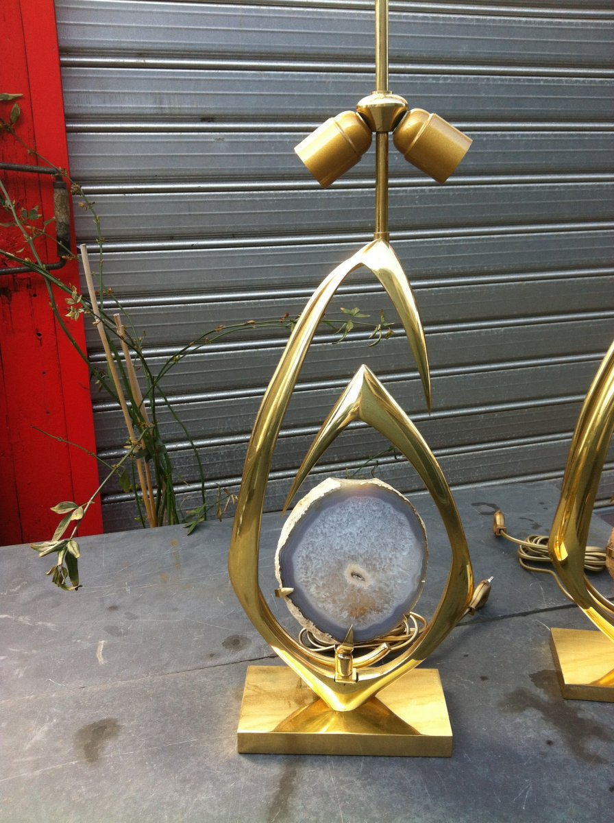 Paire De Lampes En Bronze Par Willy Daro-photo-2