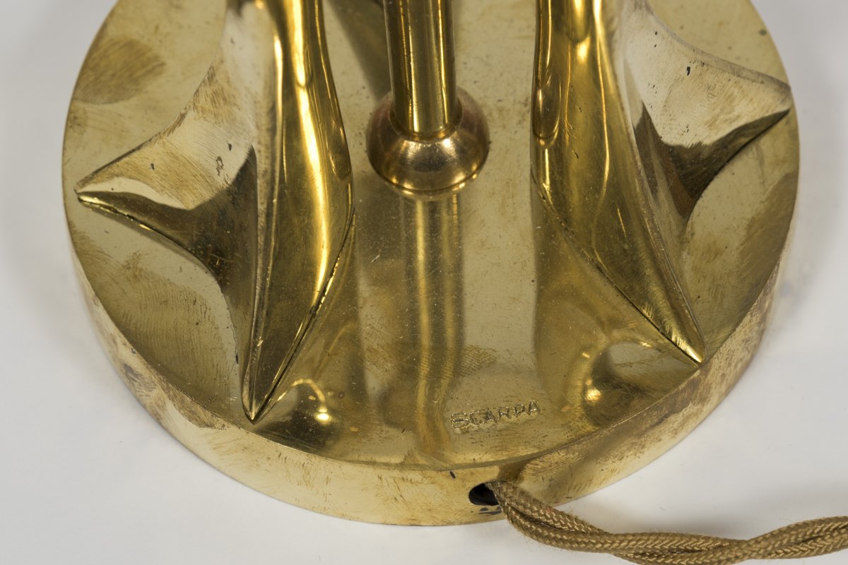 Paire de lampes en bronze poli par Riccardo Scarpa-photo-3