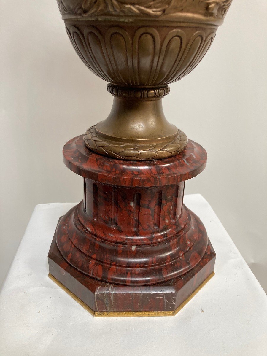 Grand Vase En Bronze Patiné Par Ferdinand Barbedienne Vers 1870-photo-4