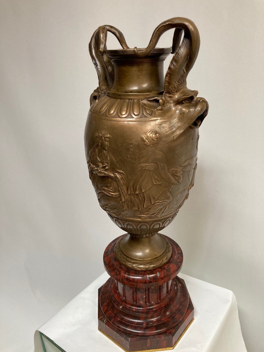 Grand Vase En Bronze Patiné Par Ferdinand Barbedienne Vers 1870