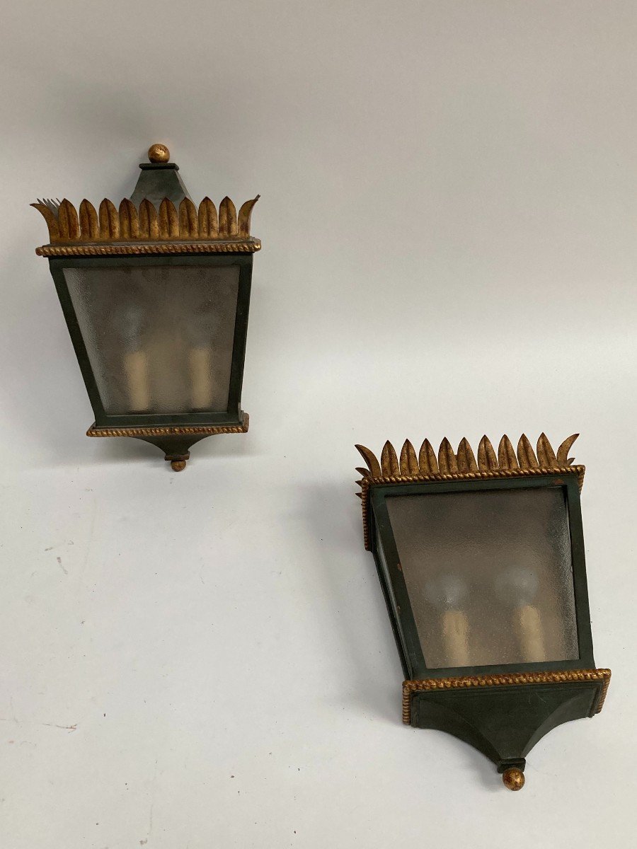 Pair Of Wall Lights 1940 's Attributed To Gilbert Poillerat-photo-2