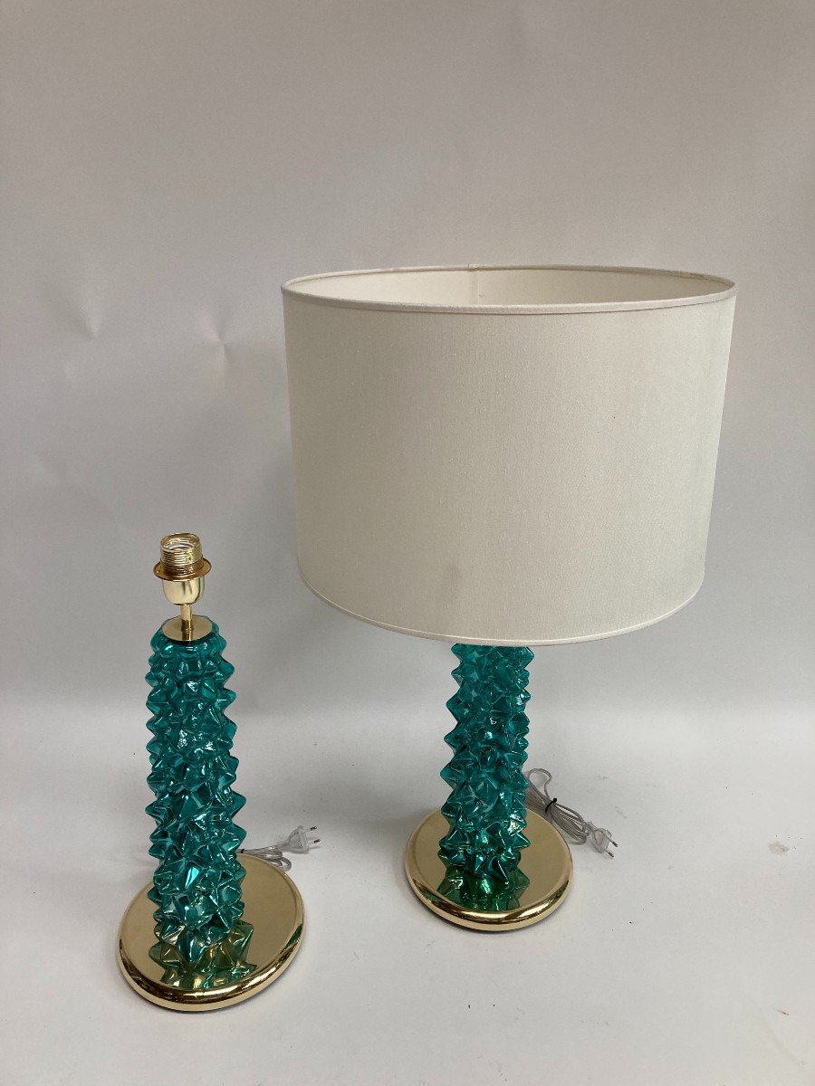 Pair Of Eglomised Glass Lamps
