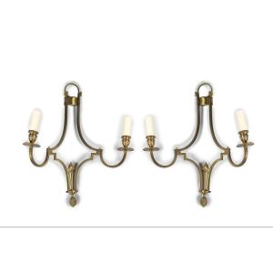 Pair Of Bronze Sconces By Maison Charles