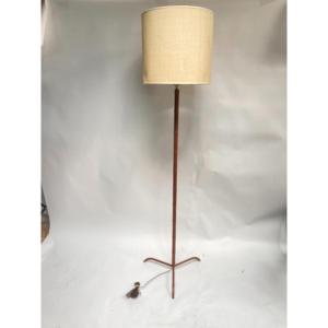 Floor Lamp Entirely Sheathed In Leather By Jacques Adnet