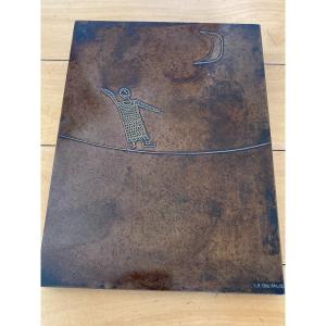 Painting Engraved On Patinated Brass Sheet Signed Jean-pierre Chevalié