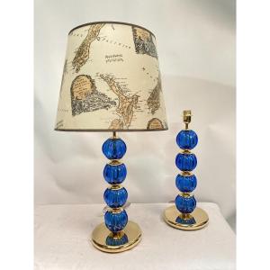 Pair Of Murano Glass Lamps