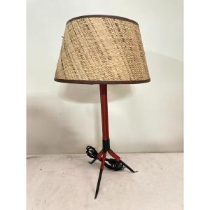 Leather Sheathed Lamp By Jacques Adnet