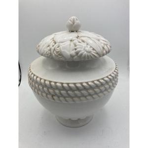 White Enameled Covered Pot By Sue Et Mare Circa 1925