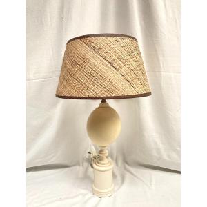 Beautiful Ostrich Egg And Ivory Lamp