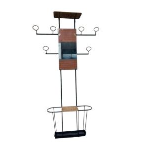 Large Stitched Leather And Rattan Coat Rack By Jacques Adnet