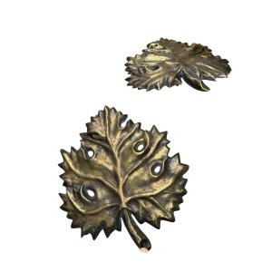 Pair Of "leaf" Wall Sconces In Bronze, Circa 1960