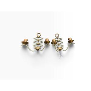 Paire d'appliques en bronze patiné par René Drouet