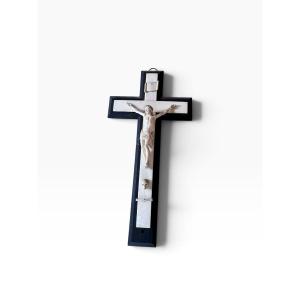 Crucifix en ebene et ivoire travail du XIX eme siècle