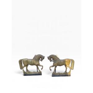 Paire de chenets en bronze 1950