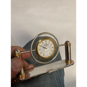 Small Desk Clock In Silver Metal Signed Christofle