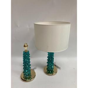 Pair Of Eglomised Glass Lamps