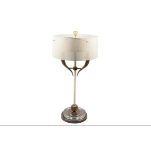 Large Lamp In Metal And Murano Glass