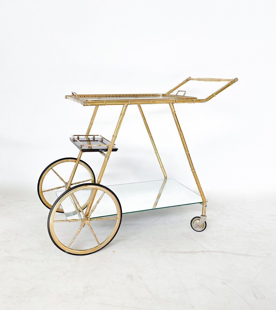 Trolley En Verre Et En Laiton, Italie, 1950's-photo-4