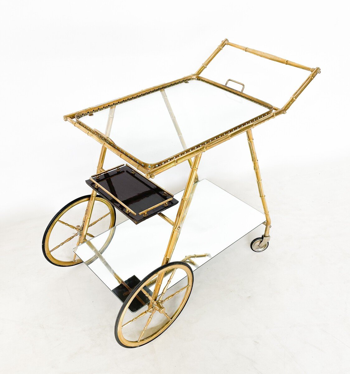 Trolley En Verre Et En Laiton, Italie, 1950's
