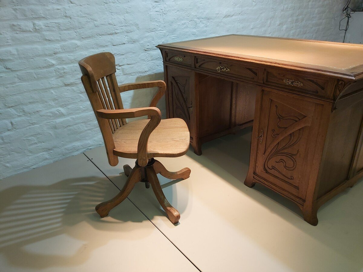 Art Nouveau Oak Desk-photo-1