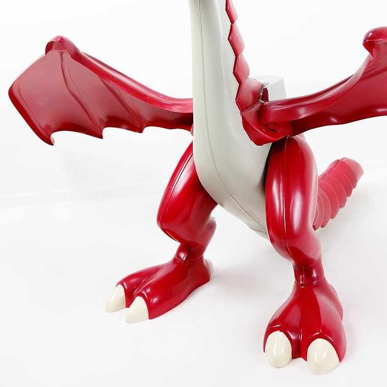 Xl Large Original Red Dragon And Playmobil Knight - Wingspan 220cm-photo-1