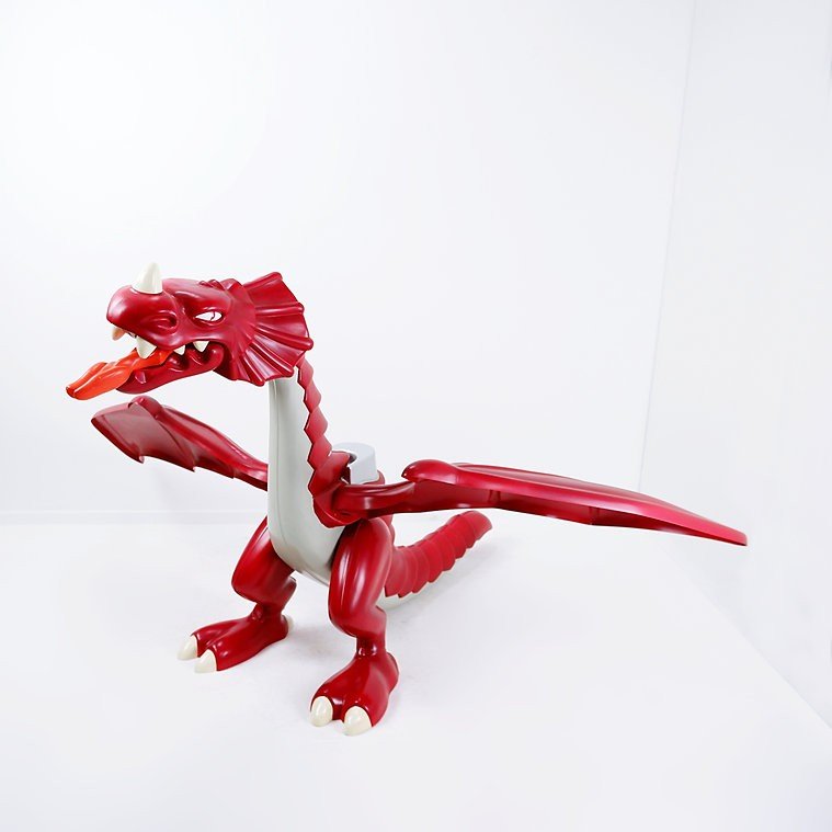 Xl Large Original Red Dragon And Playmobil Knight - Wingspan 220cm-photo-8