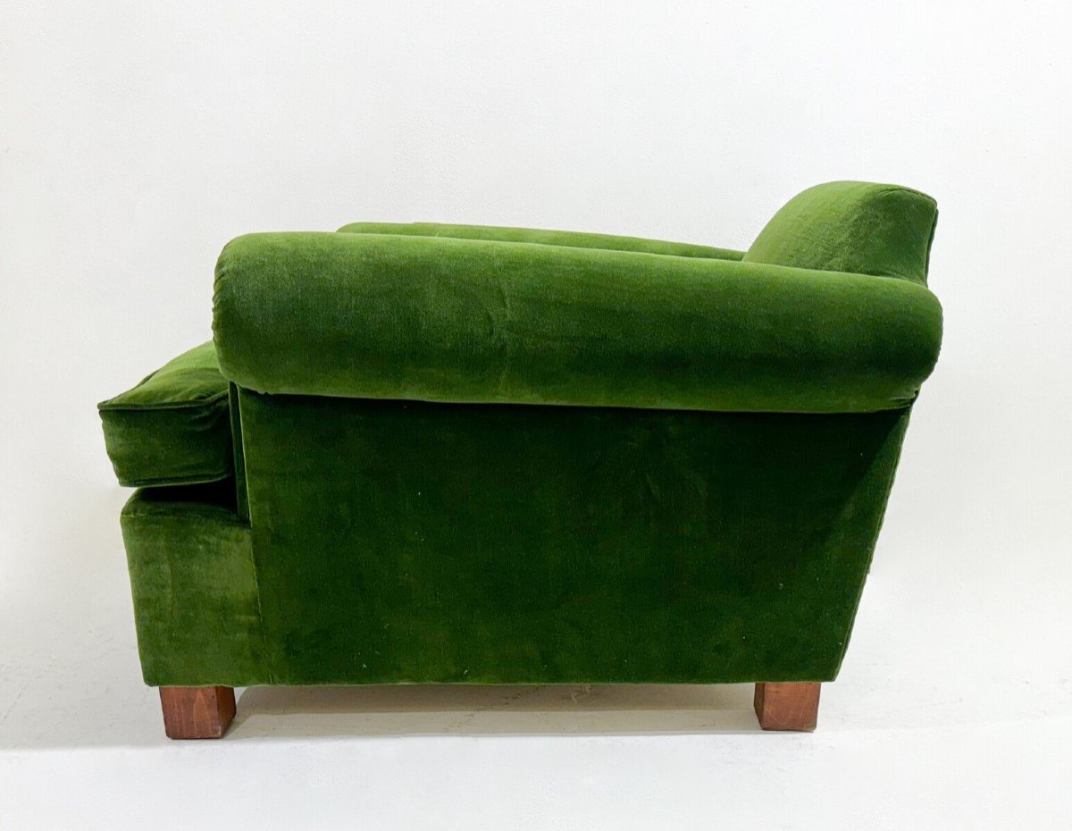 Green Velvet Armchair 1940's-photo-2