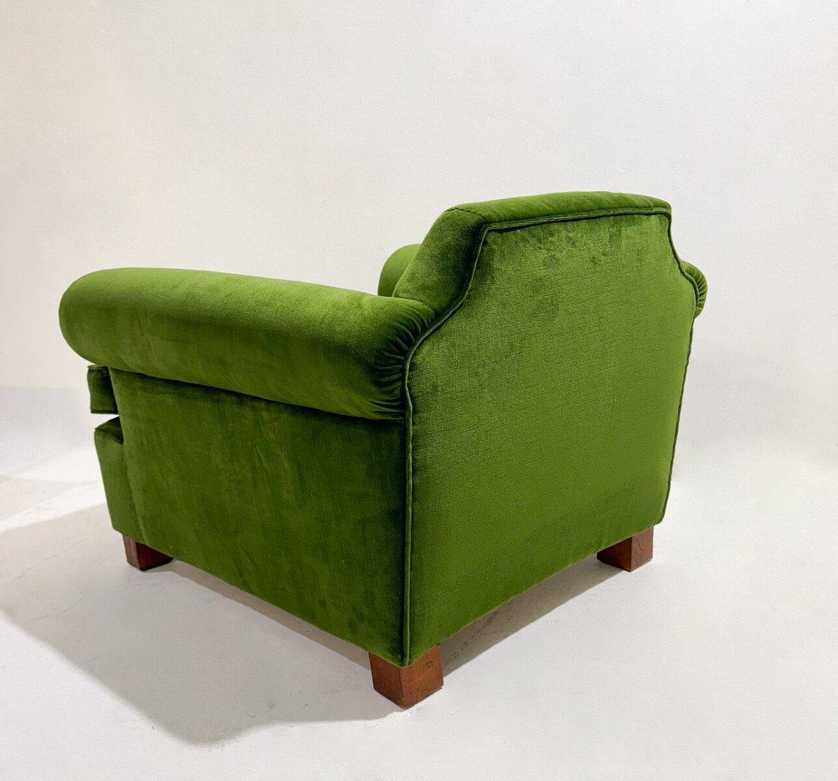 Green Velvet Armchair 1940's-photo-3