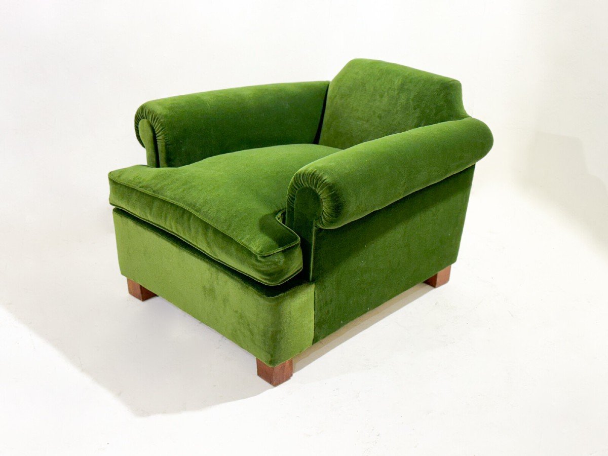 Green Velvet Armchair 1940's