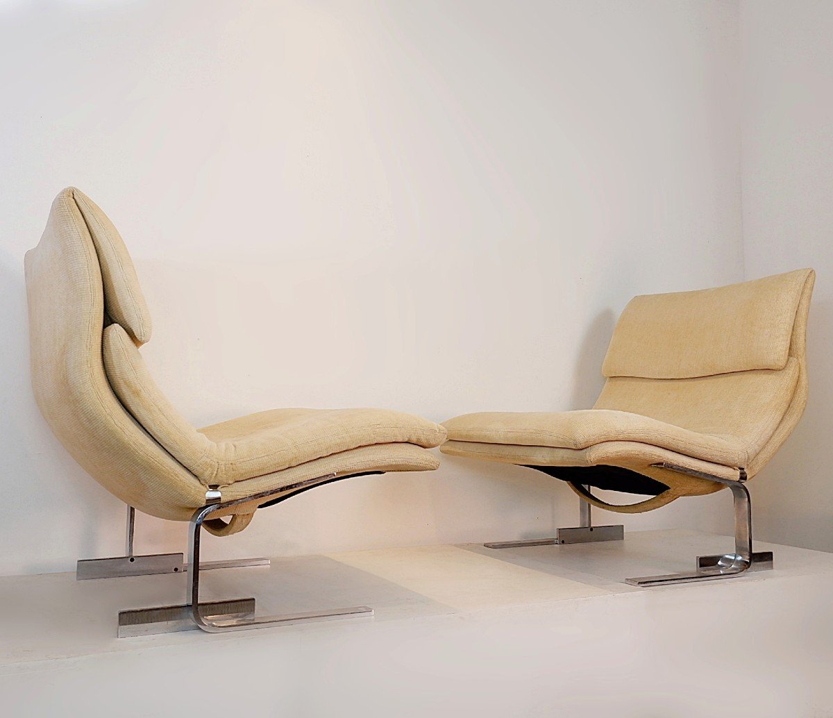 Pair Of "onda" Armchairs By Giovanni Offredi, Saporiti-photo-2