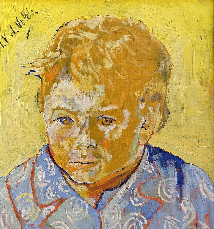 Portrait d'Enfant Peinture Sur Toile Signée M. Van De Velde-photo-4