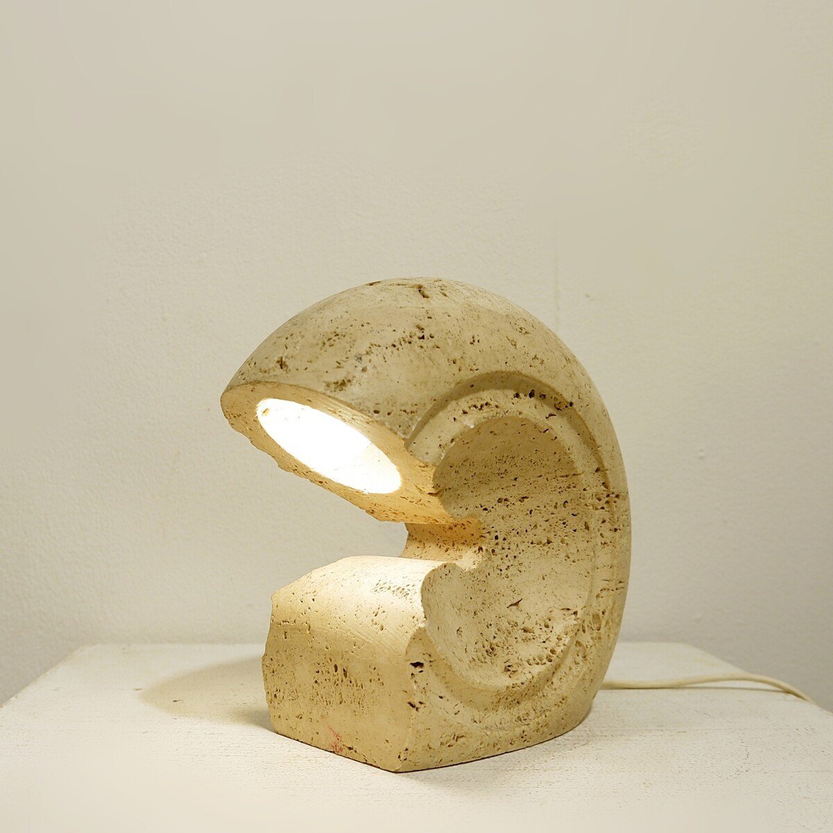 Travertine Table Lamp By Giuliano Sormani -photo-3