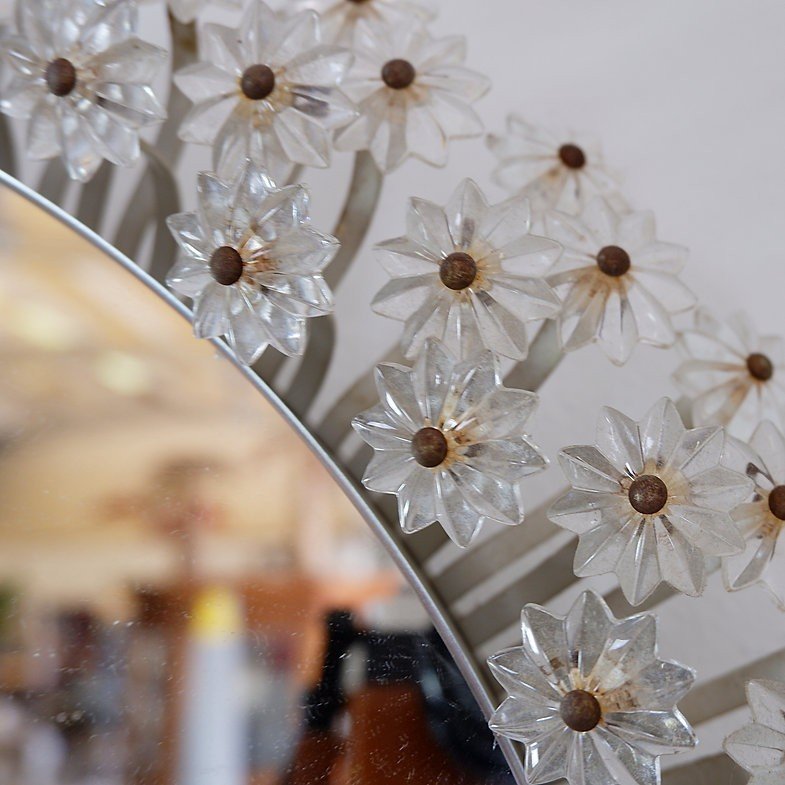 Mirror With Illuminated Glass Flowers By Emil Stejnar For Rupert Nikoll, Austria, 1960's-photo-3