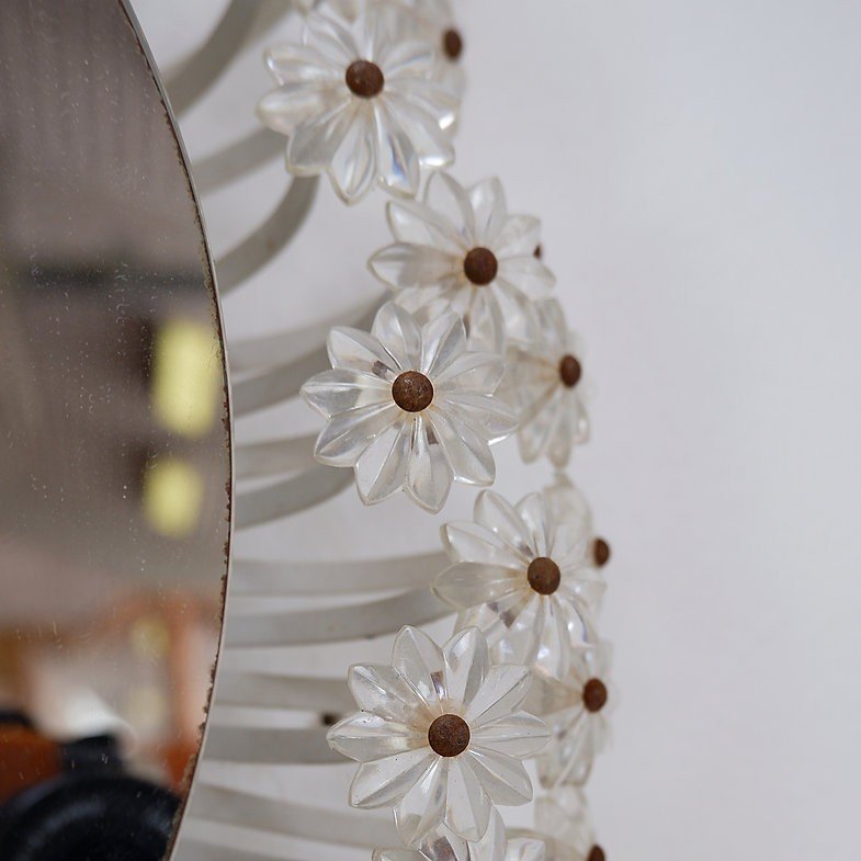 Mirror With Illuminated Glass Flowers By Emil Stejnar For Rupert Nikoll, Austria, 1960's-photo-3