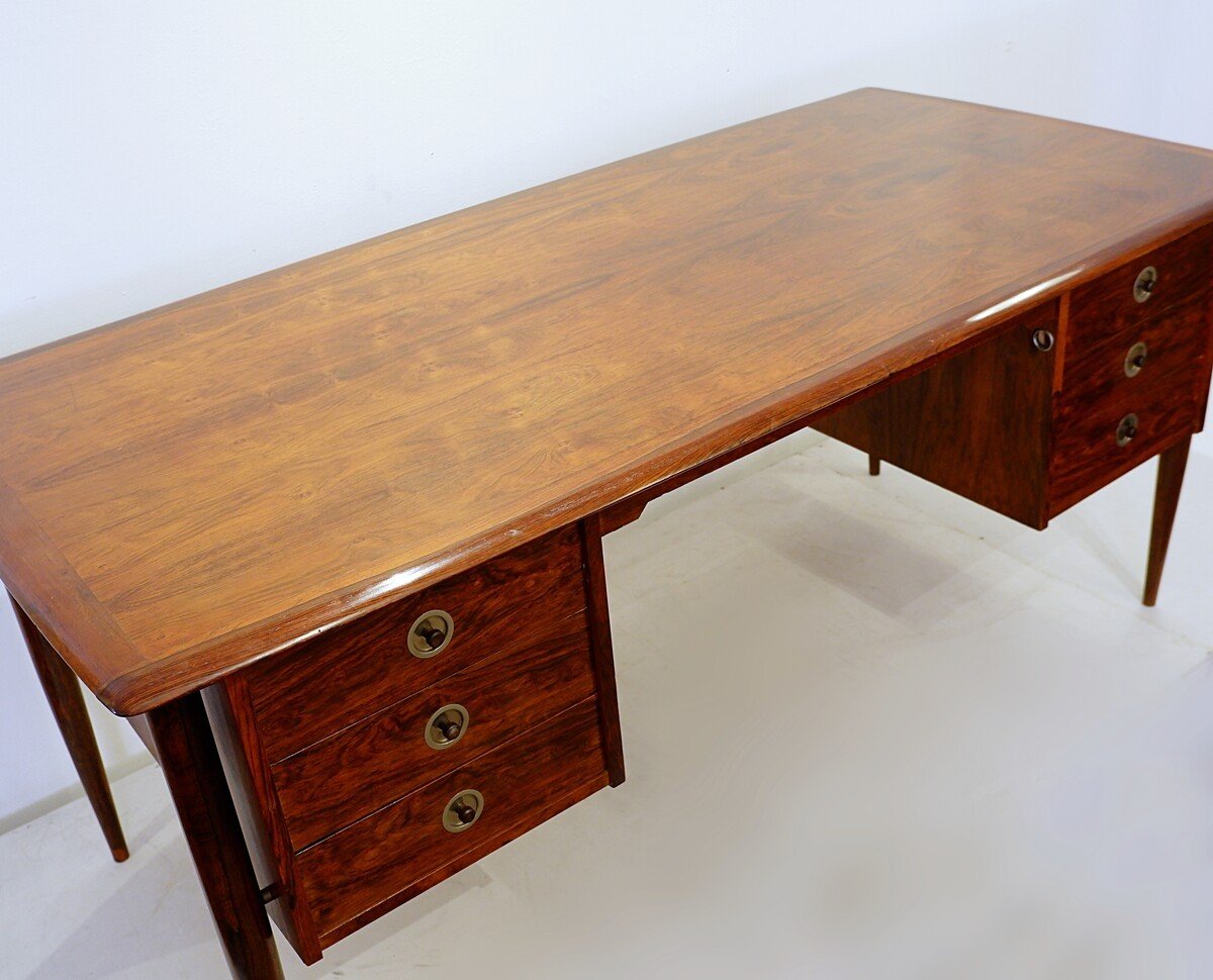Mid Century Modern Double Sided Desk With Two Drawers-photo-8
