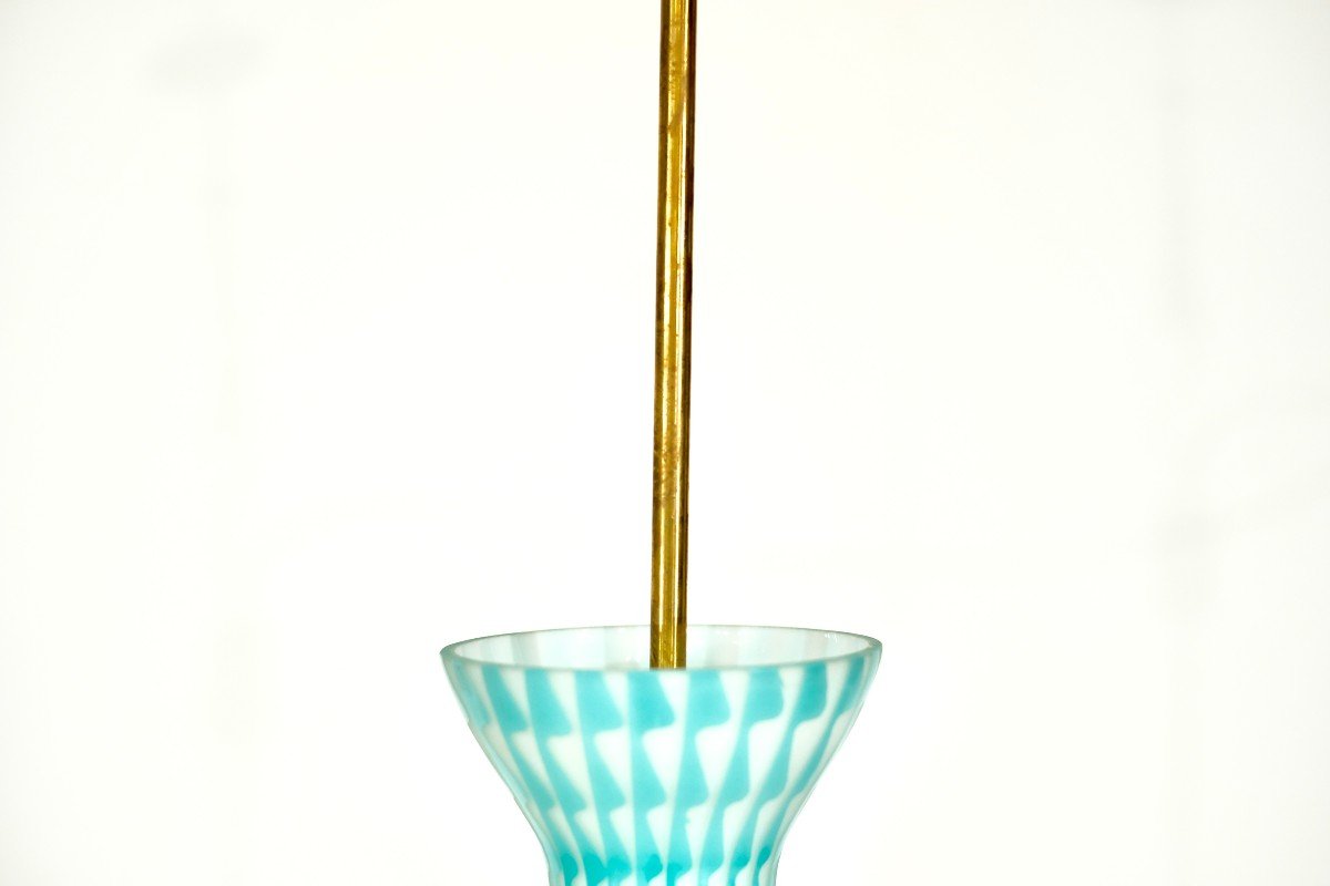 Mid-century Modern Opaline Pendant Lamp, Italy, 1960s-photo-2