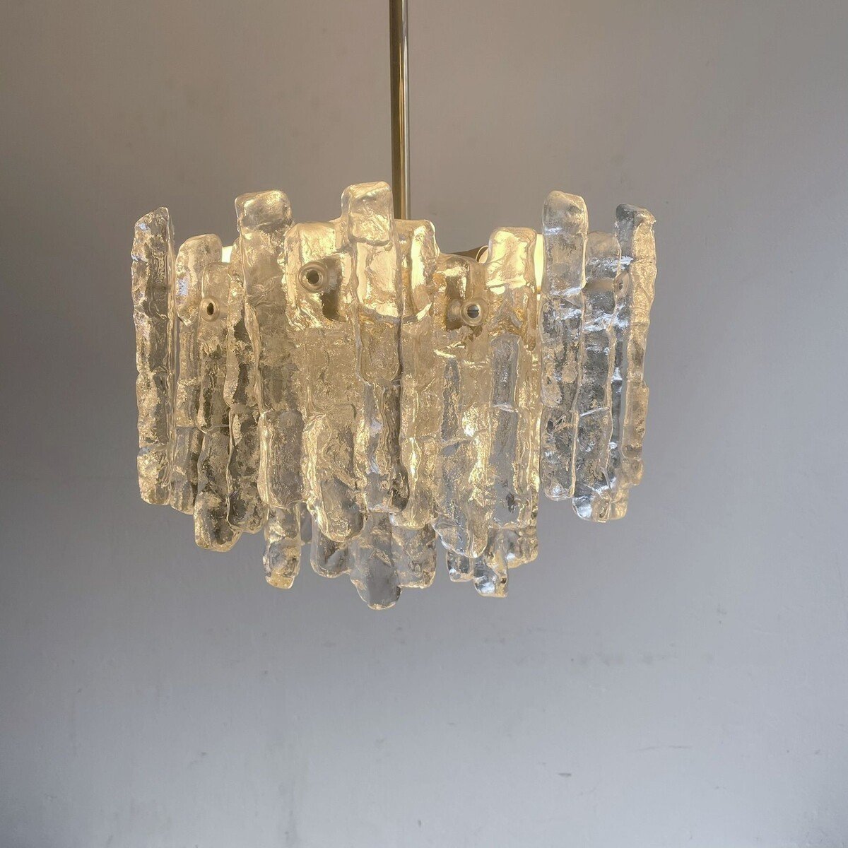 Lustre En Verre Glacé Kalmar, Allemagne 1970-photo-3
