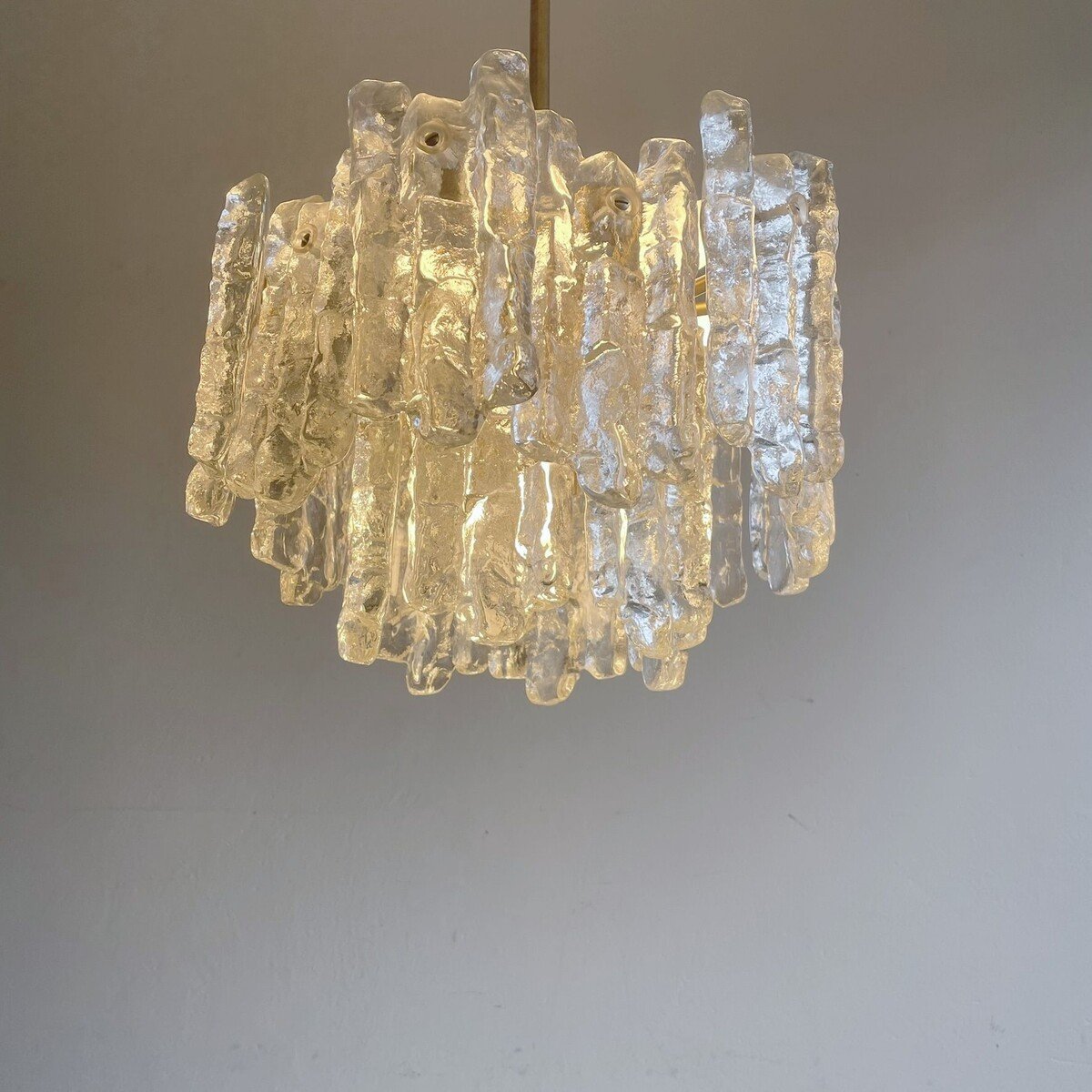 Lustre En Verre Glacé Kalmar, Allemagne 1970-photo-4