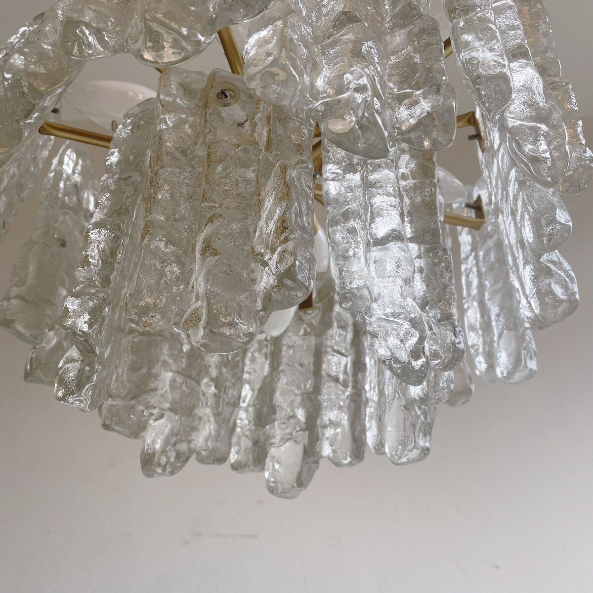 Lustre En Verre Glacé Kalmar, Allemagne 1970-photo-1