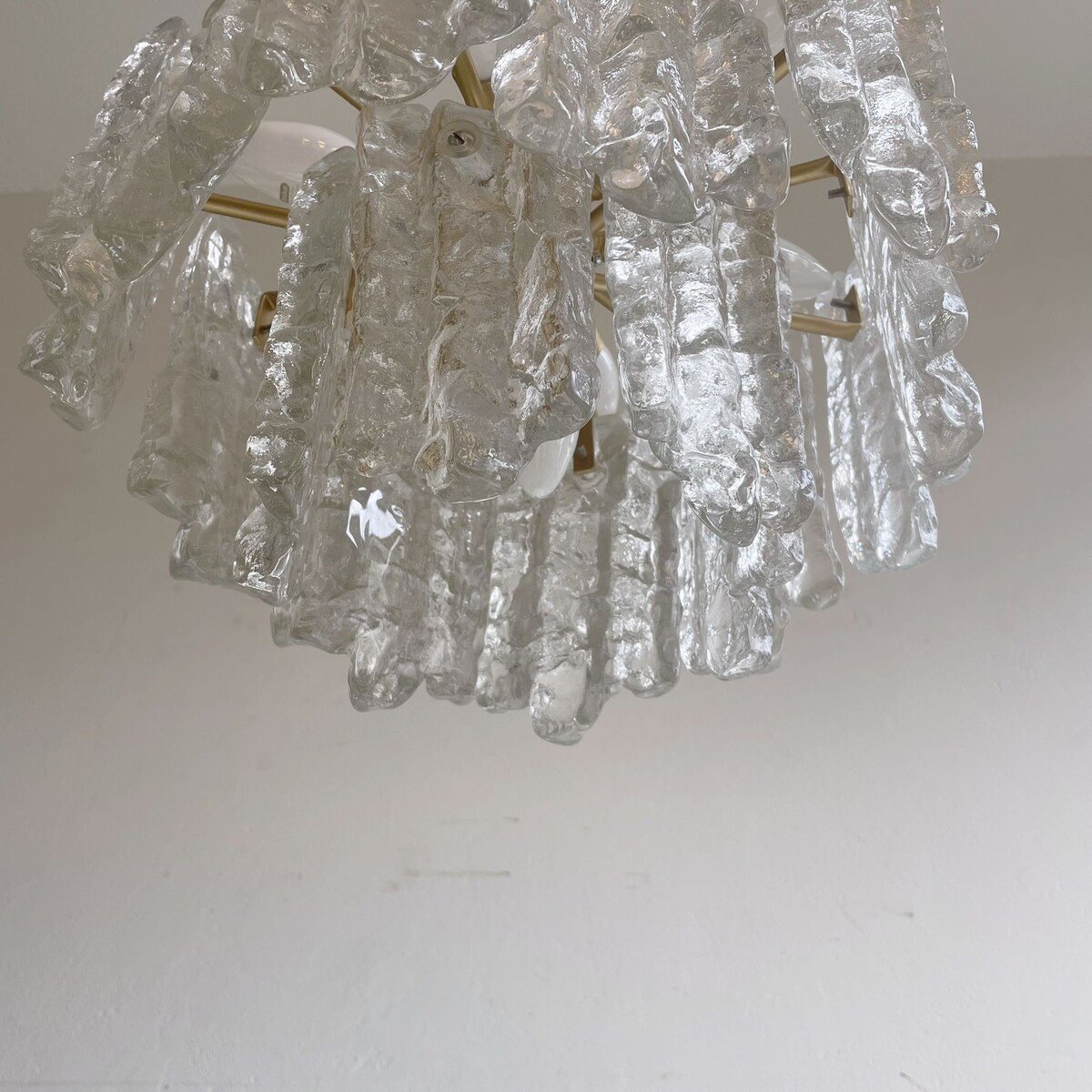 Lustre En Verre Glacé Kalmar, Allemagne 1970-photo-2