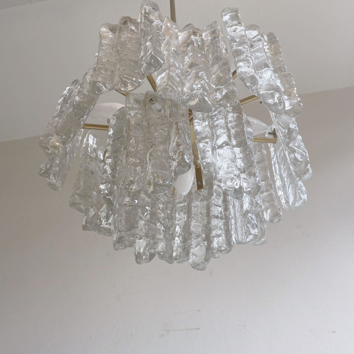 Lustre En Verre Glacé Kalmar, Allemagne 1970-photo-3