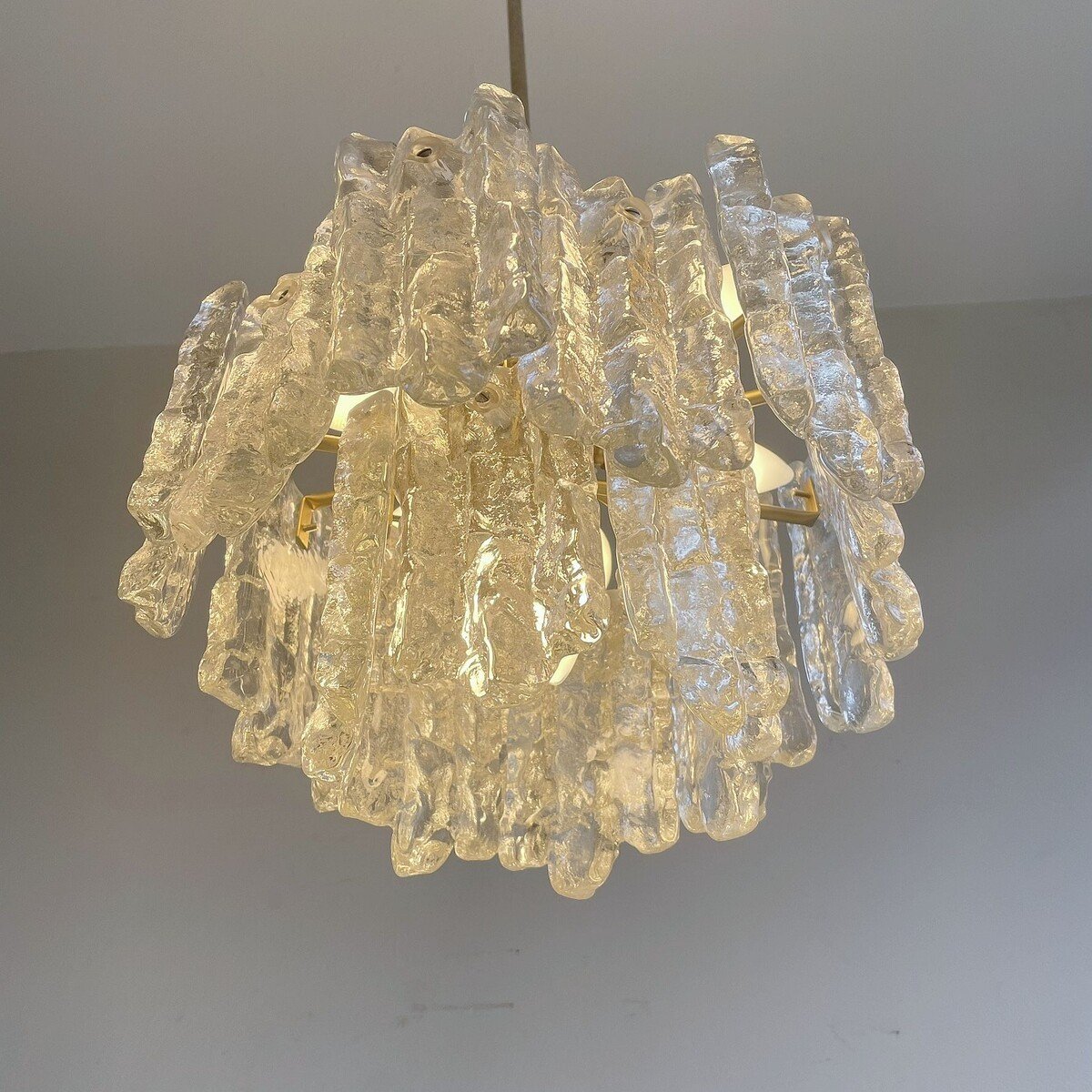 Lustre En Verre Glacé Kalmar, Allemagne 1970-photo-4