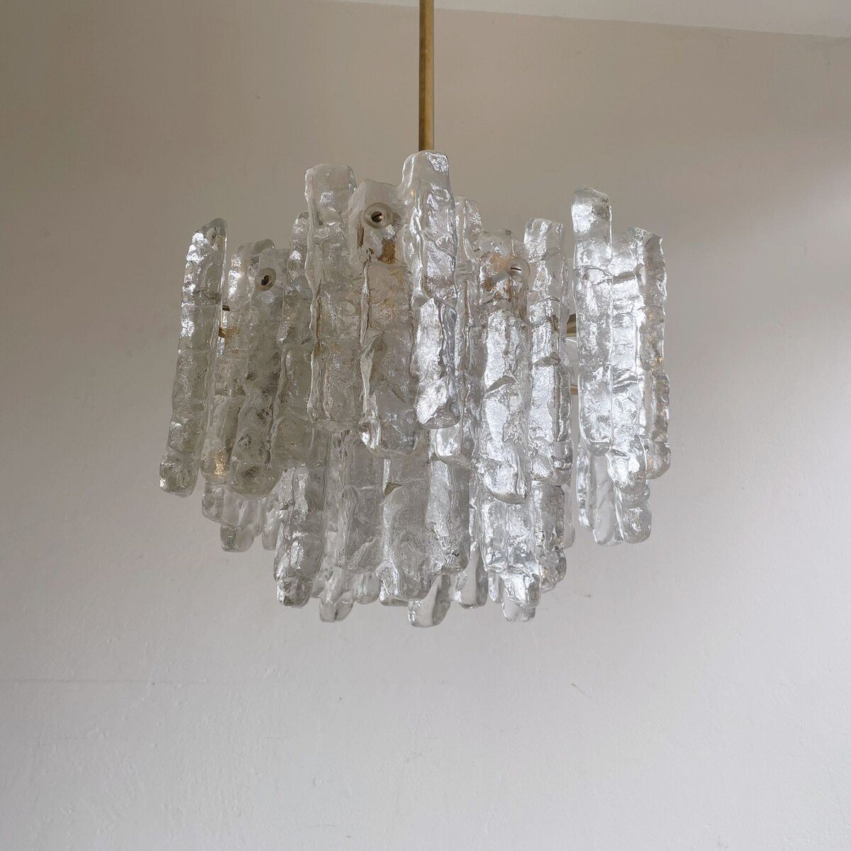 Lustre En Verre Glacé Kalmar, Allemagne 1970-photo-6
