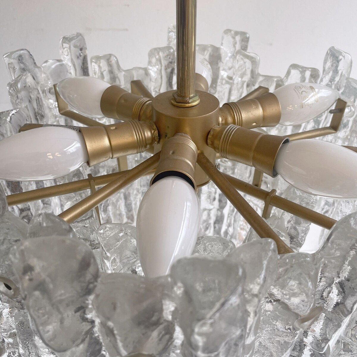 Lustre En Verre Glacé Kalmar, Allemagne 1970-photo-7