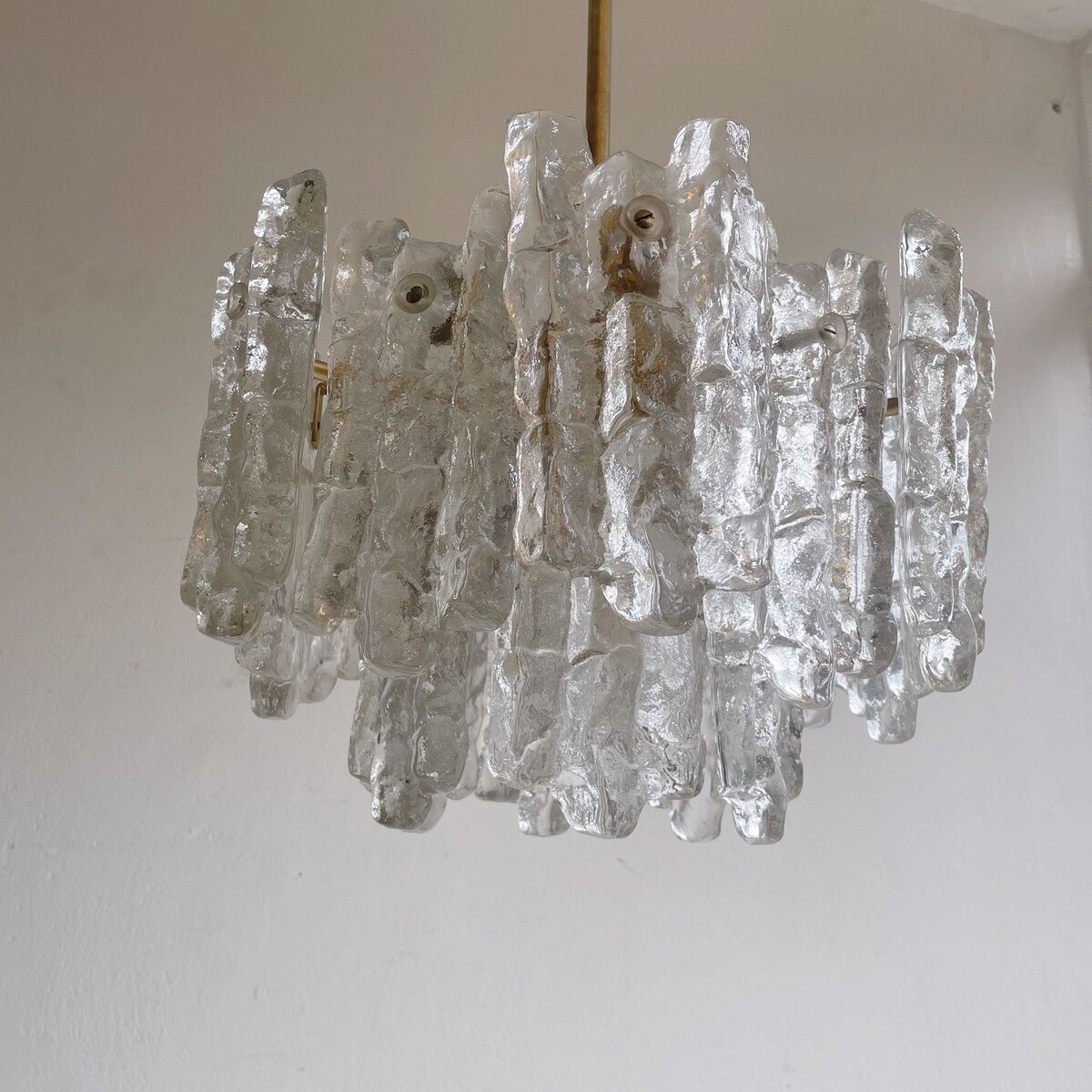 Lustre En Verre Glacé Kalmar, Allemagne 1970-photo-8